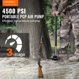 PCP Hand Pump, 3 Stage, 30Mpa 4500 PSI High Pressure PCP Air Rifile Filling Stirrup Pump with Oil-Moisture Filter Pressure Gauge, Stainless Steel for Airguns Scuba Tank Paintball Filling Tire
